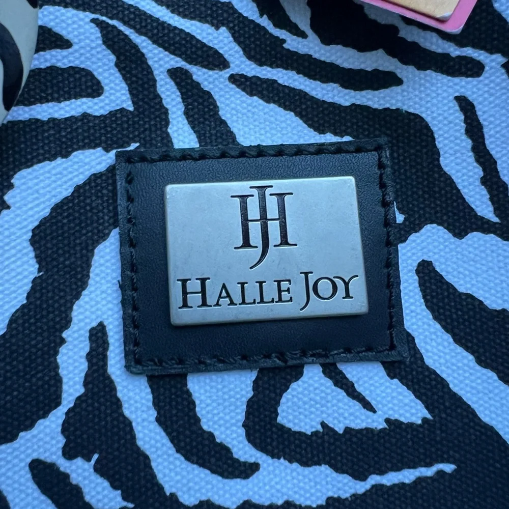 HALLE JOY Zebra Print Canvas Tote Shoulder Bag NWT NEW